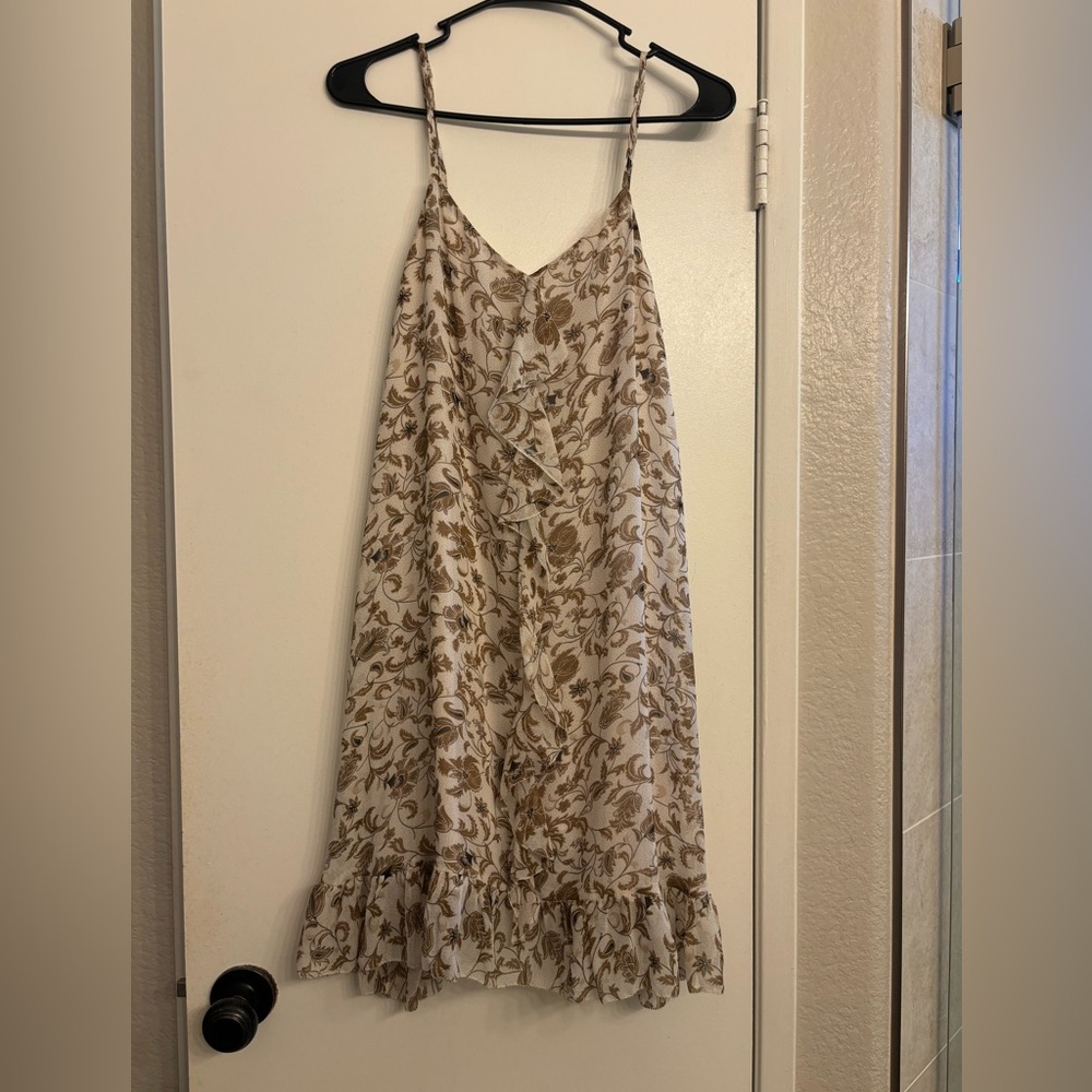 Grade and gather floral ivory dress